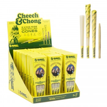 G-ROLLZ | Cheech & Chong™ - Bamboo Unbleached - 3 King Size Cones In Each Pack and 24 Packs In Display - [CC1152KA]
